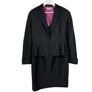 Kay Unger Womens Black Sparkle Jacquard Dress with Jacket size 14